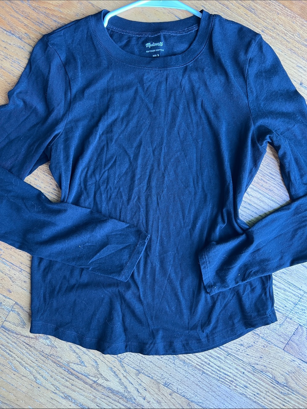 Madewell Black Long-Sleeve soft fade cotton Crewneck Tee / Small